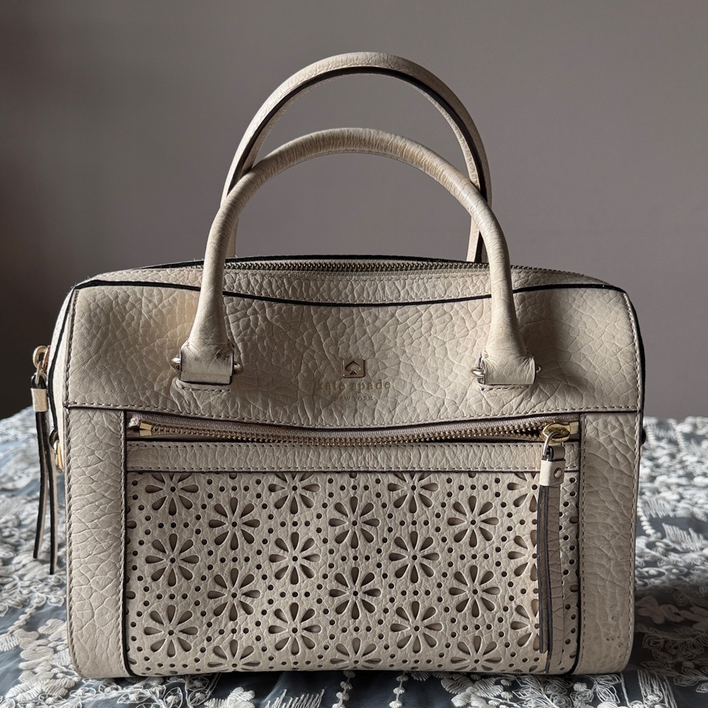 Kate Spade Medium Cream Textured Handbag